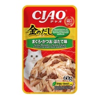 INABA влажный корм для кошек Kinnodashi Тунец Магуро и тунец Кацуо со вкусом морского гребешка, 60 г