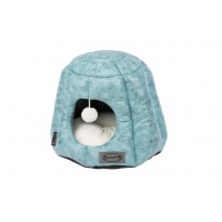 SCRUFFS Лежак-домик для кошек "Knightsbridge Cat Igloo", экокожа, бирюзовый, 48x48x38см