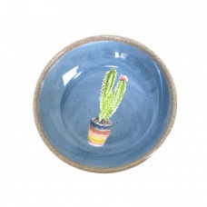TARHONG Миска для животных "Cactus", голубая с рисунком, 13х13х2,8см (180мл)