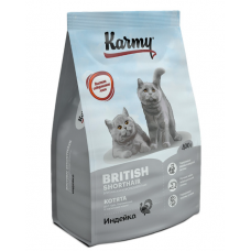 Karmy Kitten сухой корм для котят, беременных и кормящих кошек породы британская короткошерстная с индейкой